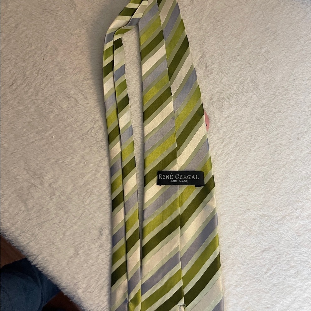 Green Striped Men's Tie - Picture 4 of 6